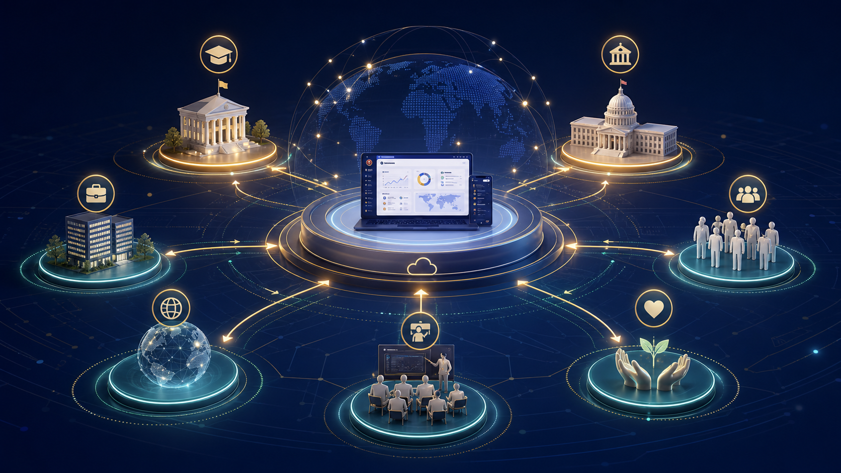 AI-generated partner ecosystem illustration